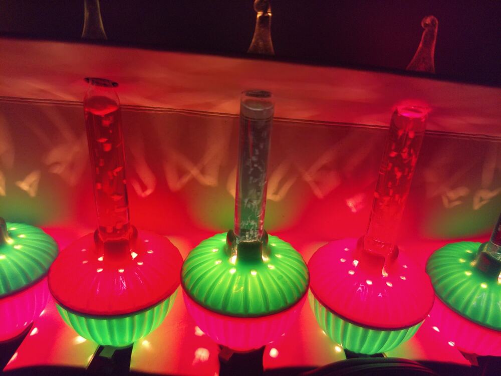 Vintage GEM 7 Light Bubble Set Christmas Green Red Woolworths READ AS IS